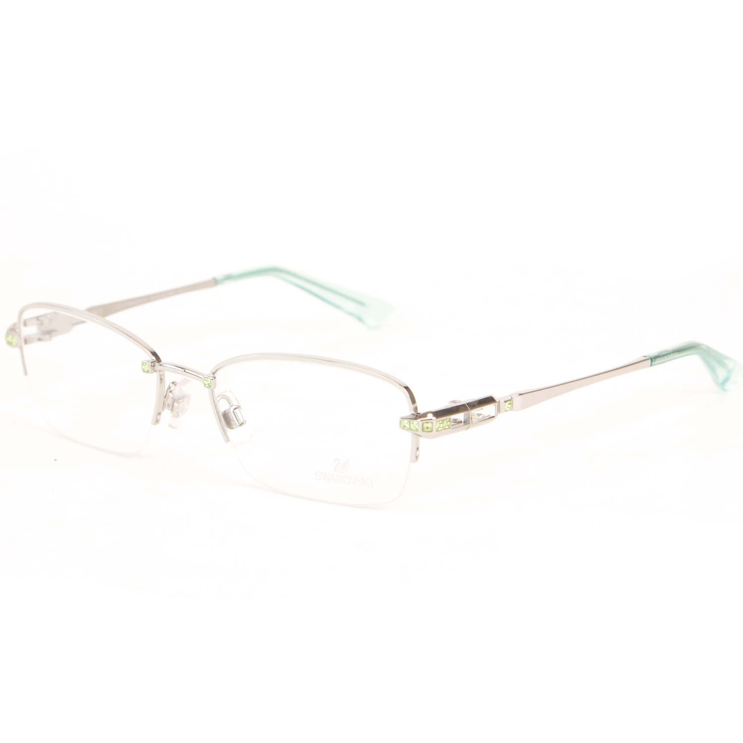 Swarovski Femmes Argent Turquoise Cristaux Accent Eyelgass Swarosvki pour Femmes Cristaux Accent Rectangulaire Cadres